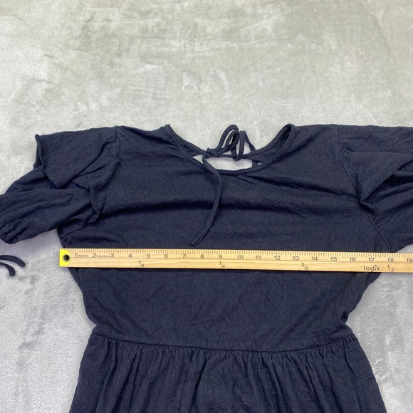 Free People FP Beach Black Open Back Ruffle Mini Dress Sz S Textured Boho Summer - Picture 4 of 9